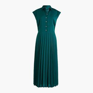 J Crew sold out green pleat dress- Brand New!